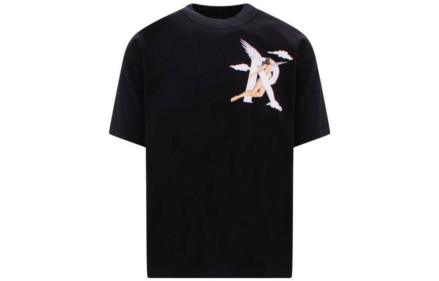 REPRESENT SS23 Angel Cloud Letter Print Black Short Sleeve T-Shirt M05229-01