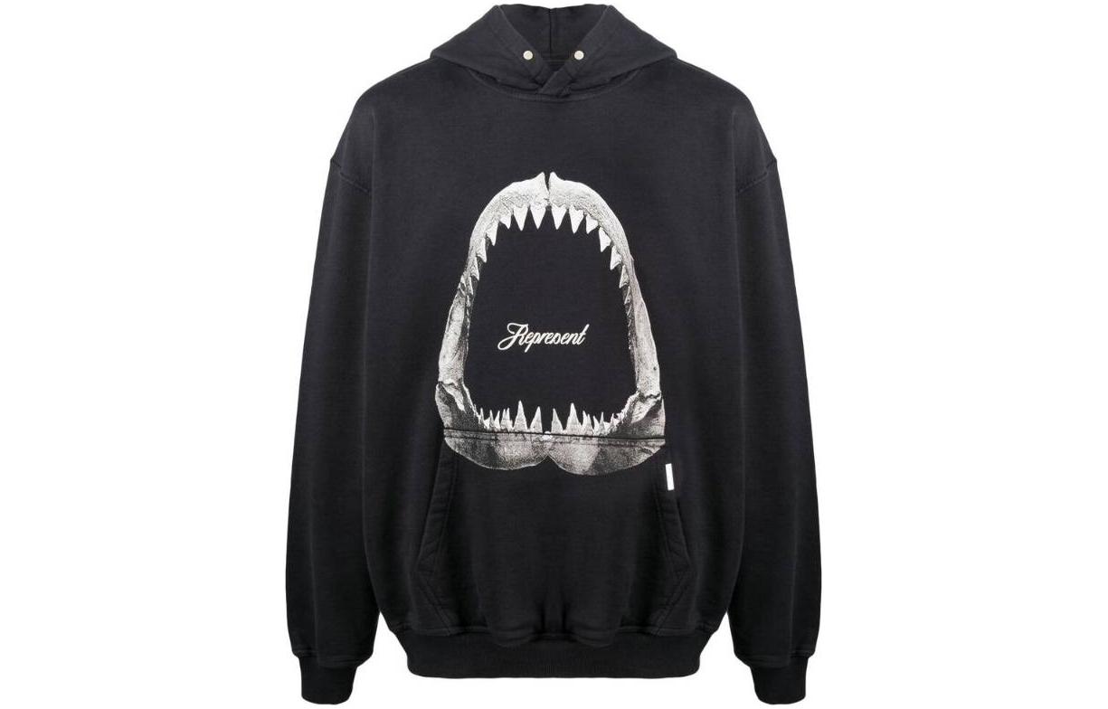 Order Represent SS23 Black Shark Tooth Print Hoodie M04286-171