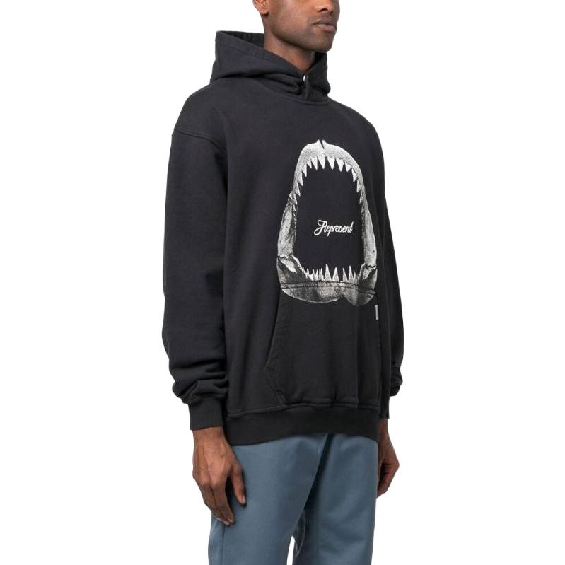 Purchase Represent SS23 Black Shark Tooth Print Hoodie M04286-171