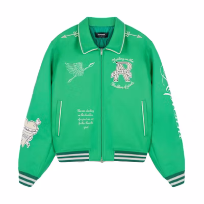 REPRESENT SS23 Embroidered Lettering Zip-Up Jacket Unisex Green MJ1008-301