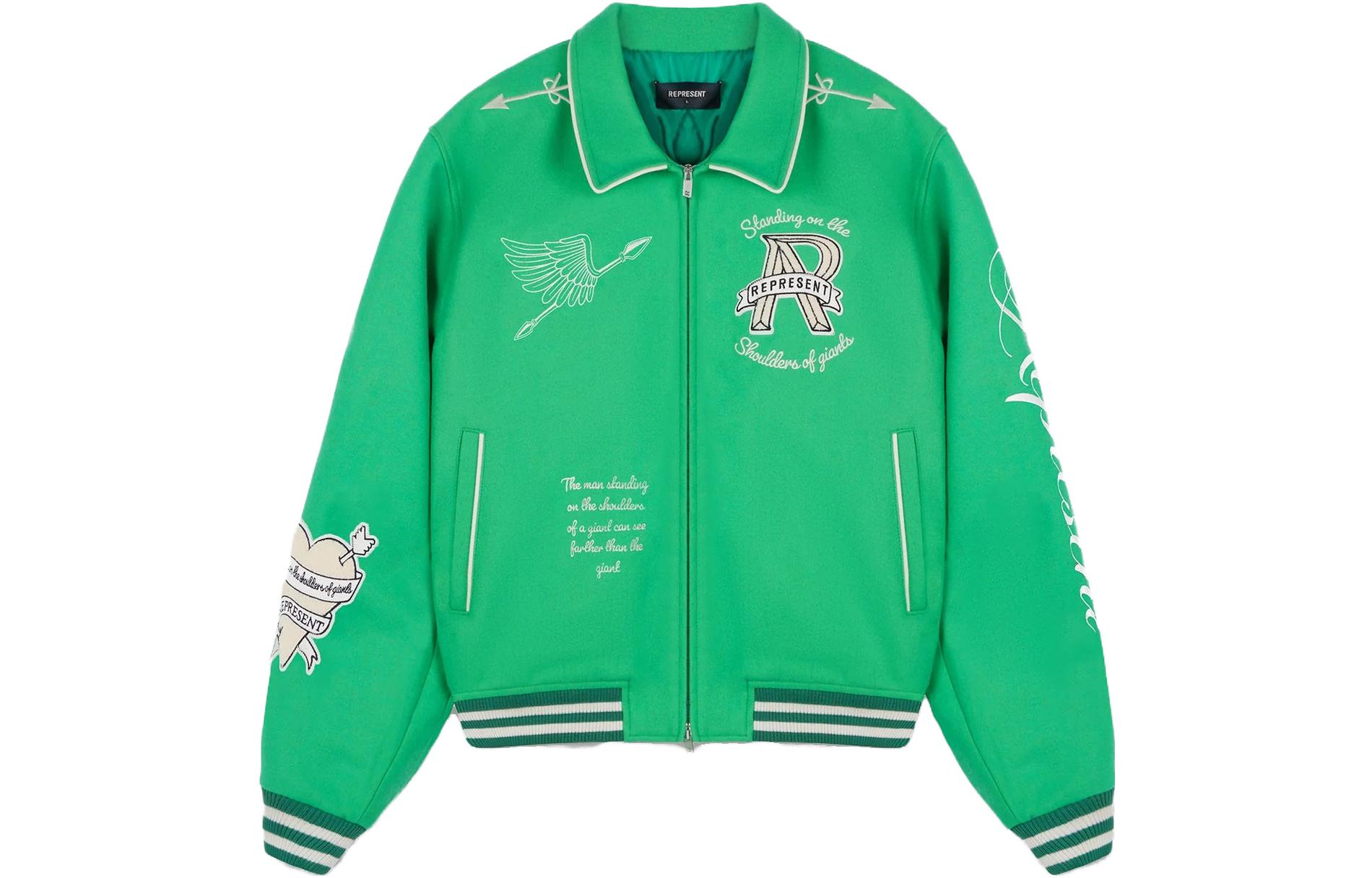 Order REPRESENT SS23 刺绣字母拉链夹克 男女同款 绿色 MJ1008-301