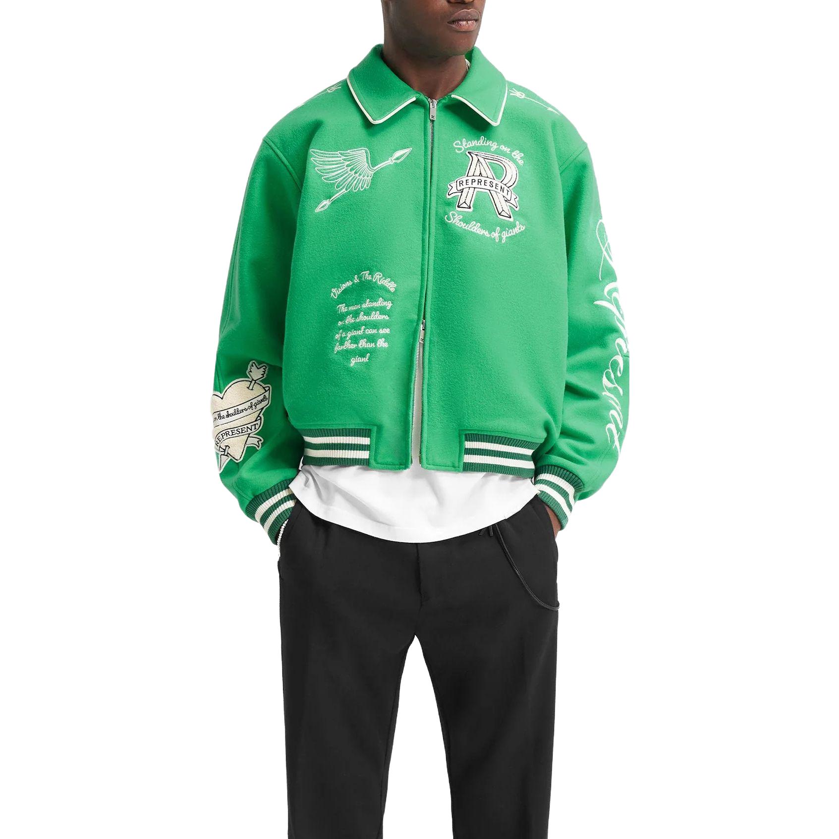 Purchase REPRESENT SS23 刺绣字母拉链夹克 男女同款 绿色 MJ1008-301