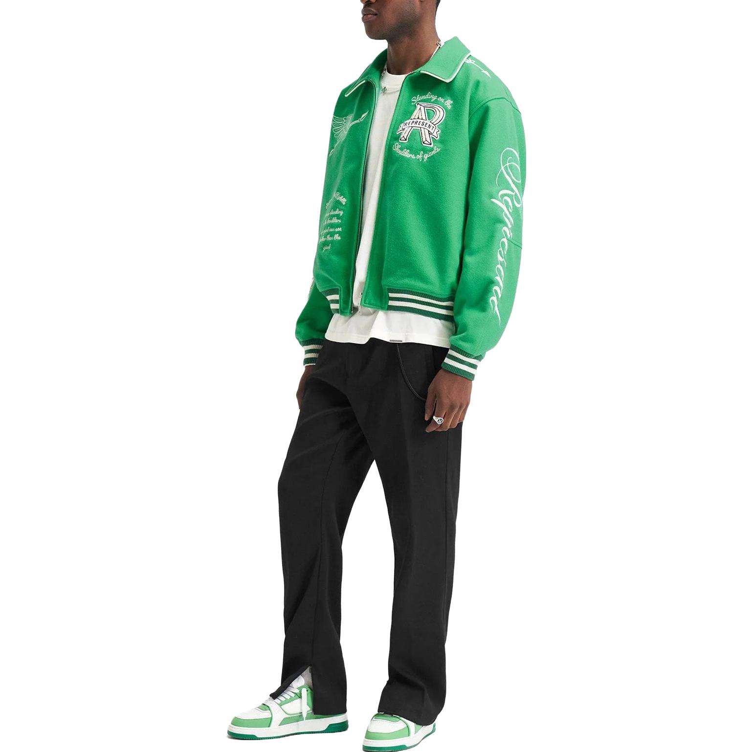 Cheap REPRESENT SS23 刺绣字母拉链夹克 男女同款 绿色 MJ1008-301