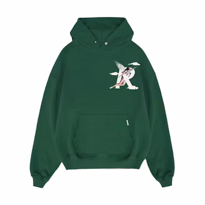 Represent SS23 Green Logo Print Pullover Hoodie for Men M04273-62