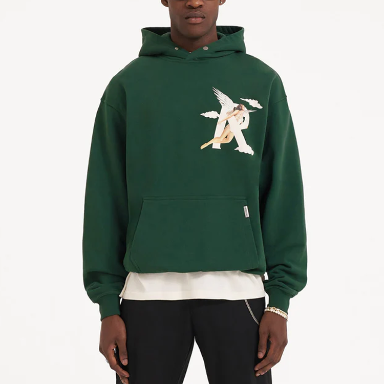 Shop 리프레젠트 SS23 그린 로고 프린트 풀오버 후디 남성용 M04273-62