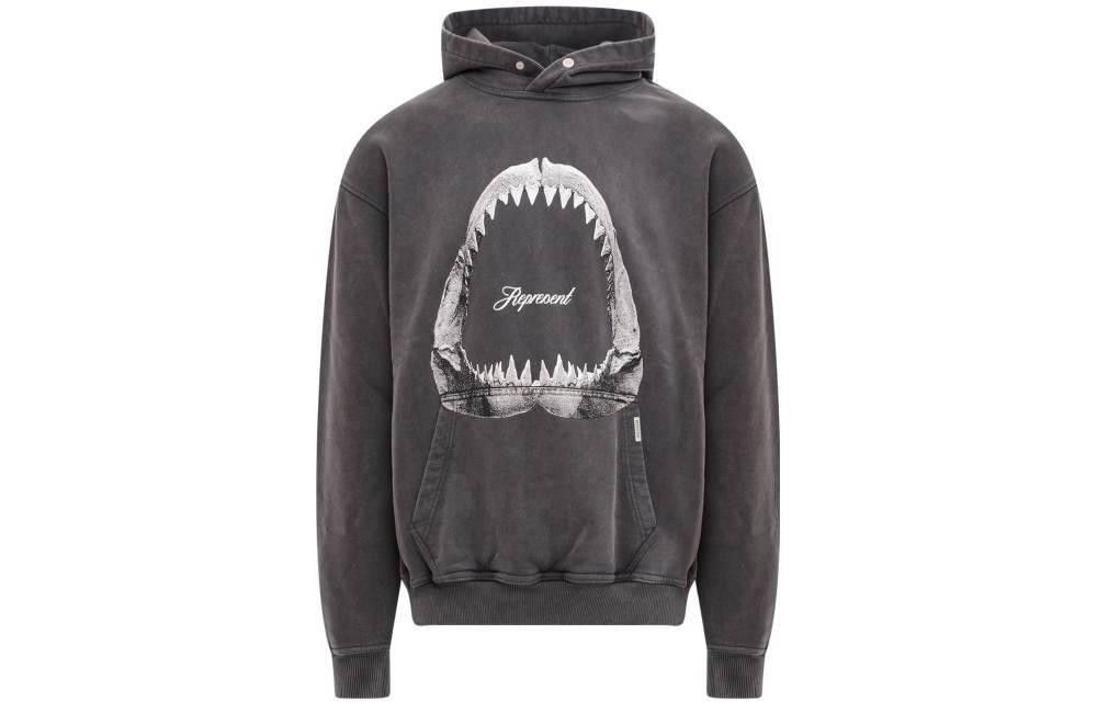 Order Represent SS23 灰色連帽衫 鯊魚牙圖案印花 M04286-20