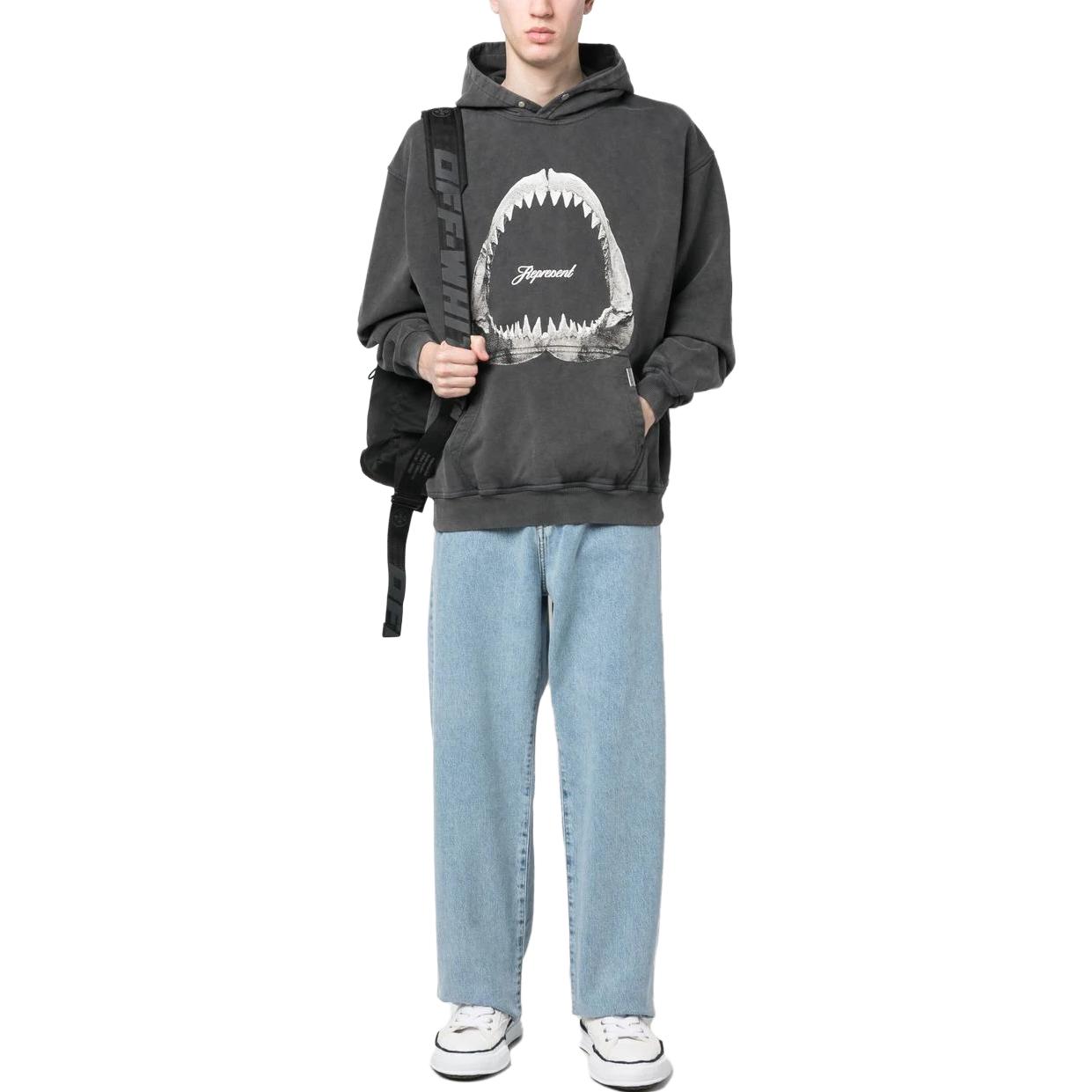 Shop Represent SS23 灰色連帽衫 鯊魚牙圖案印花 M04286-20