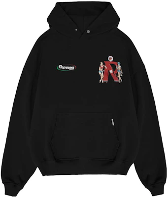 Represent SS23 Logo Hoodie With Large Pocket Grey Black M04290-171 Buy Represent SS23 Logo Hoodie With Large Pocket Grey Black M04290-171