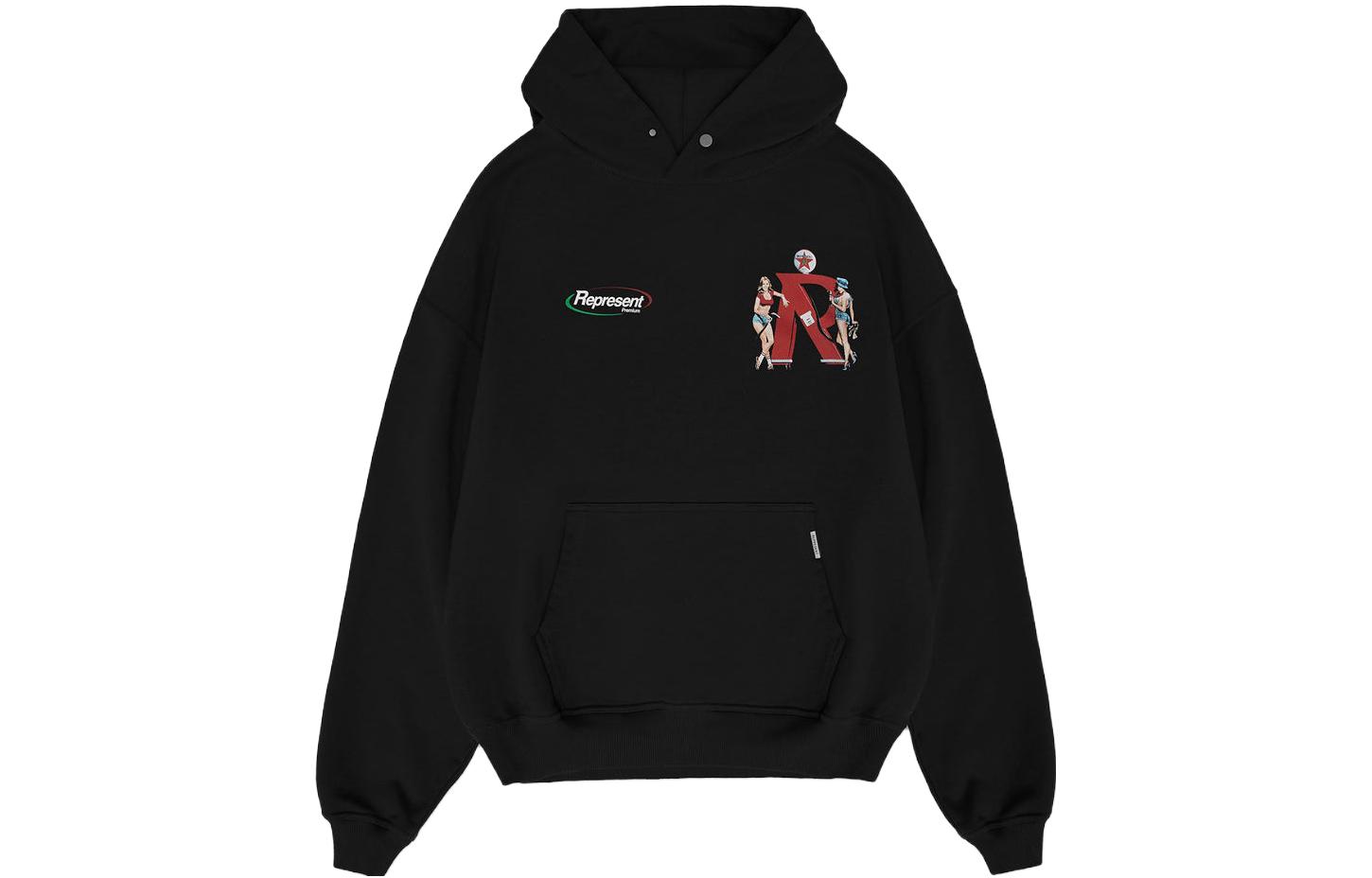 Order Represent SS23 Logo Hoodie With Large Pocket Grey Black M04290-171