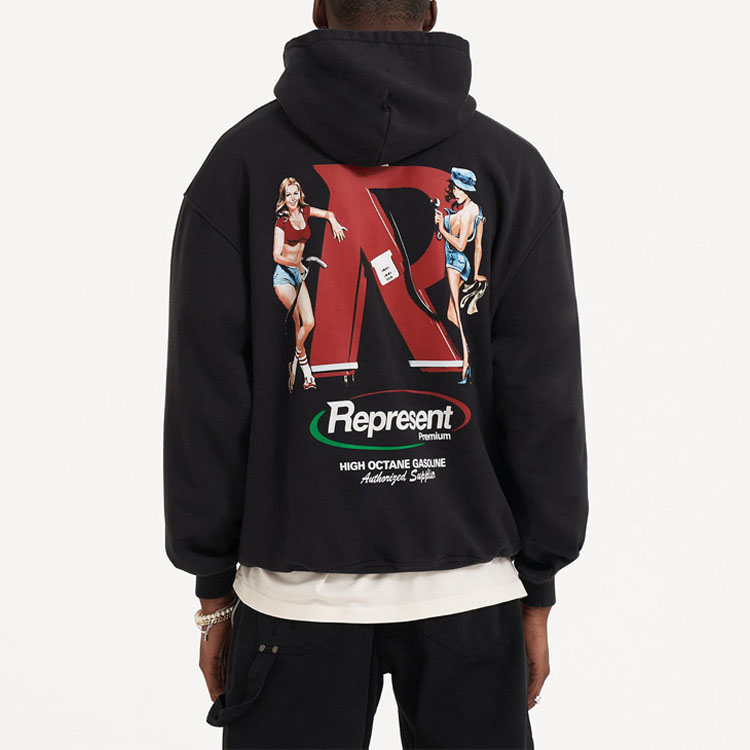 Purchase Represent SS23 Logo Hoodie With Large Pocket Grey Black M04290-171