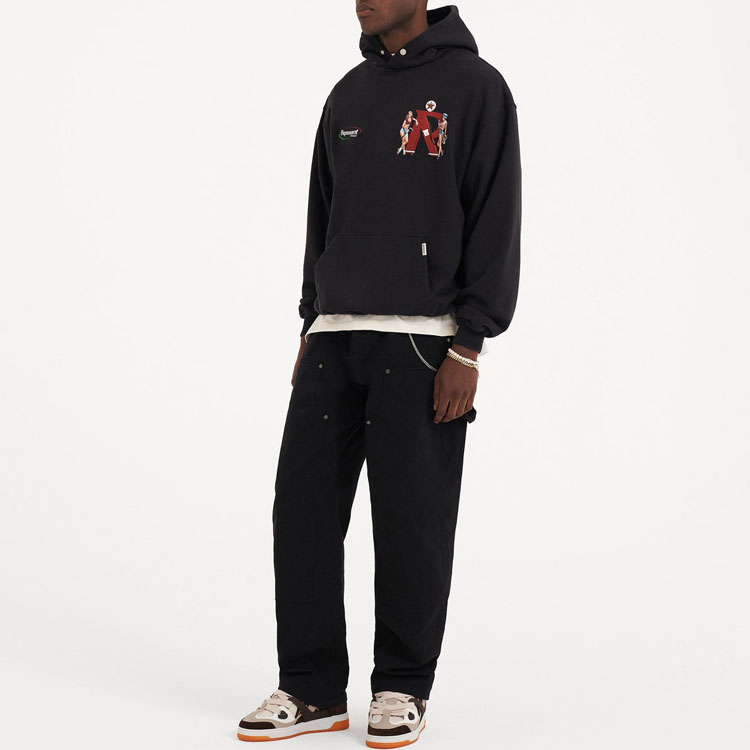 Details for Represent SS23 Logo Hoodie With Large Pocket Grey Black M04290-171