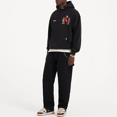 Represent SS23 Logo Hoodie With Large Pocket Grey Black M04290-171 Details for Represent SS23 Logo Hoodie With Large Pocket Grey Black M04290-171