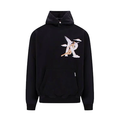 Represent SS23 Logo Print Pullover Hoodie Black Long Sleeve M04273-01