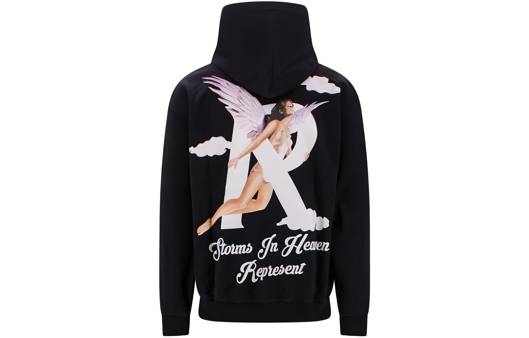 Lookbook Represent SS23 Logo Print Pullover Hoodie Black Long Sleeve M04273-01