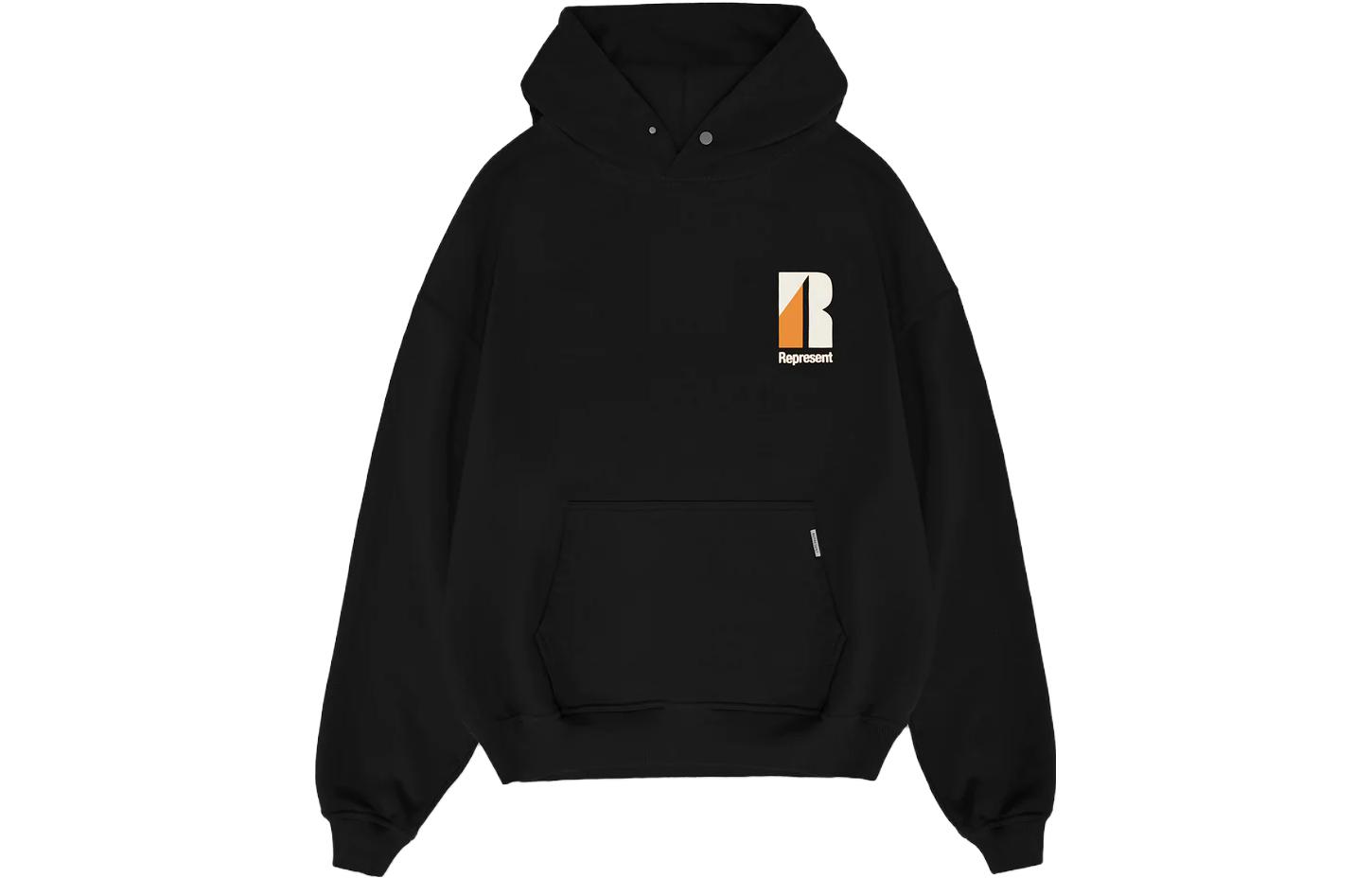 Represent SS23 Plain Logo Print Hoodie Black M04278-01