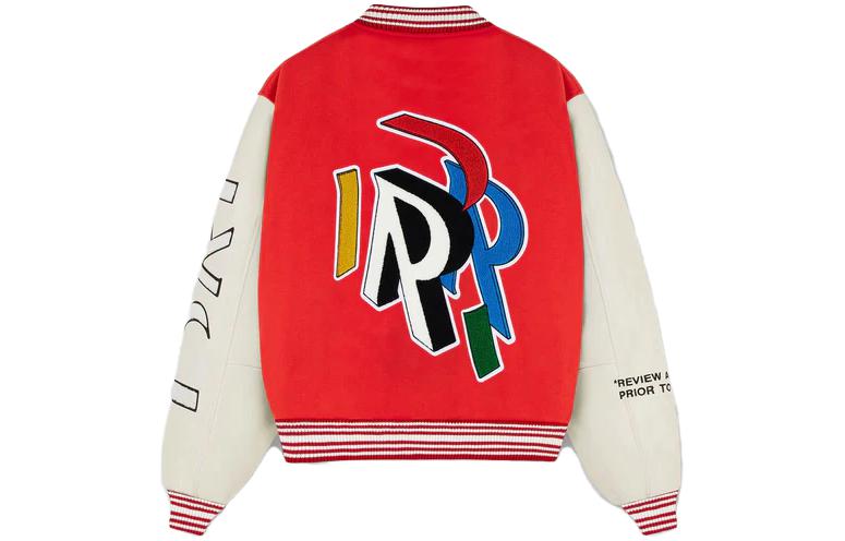 Lookbook REPRESENT SS23 Red Letter Print Varsity Baseball Jacket for Men. M01223-239