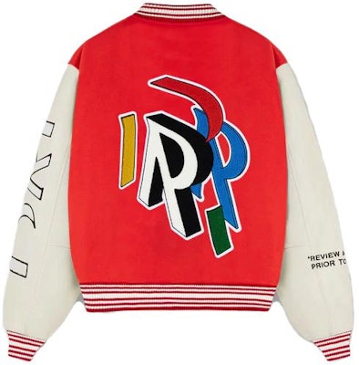 REPRESENT SS23 Red Letter Print Varsity Baseball Jacket for Men. M01223-239 Lookbook REPRESENT SS23 Red Letter Print Varsity Baseball Jacket for Men. M01223-239