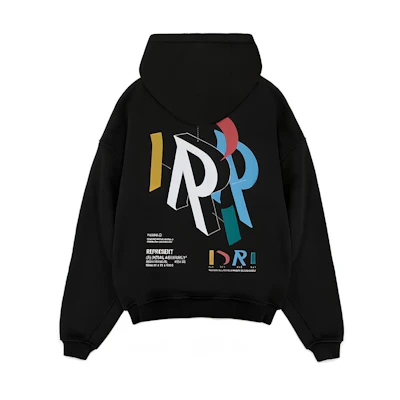 Represent SS23 Solid Color Letter Graphic Hoodie Black M04275-01