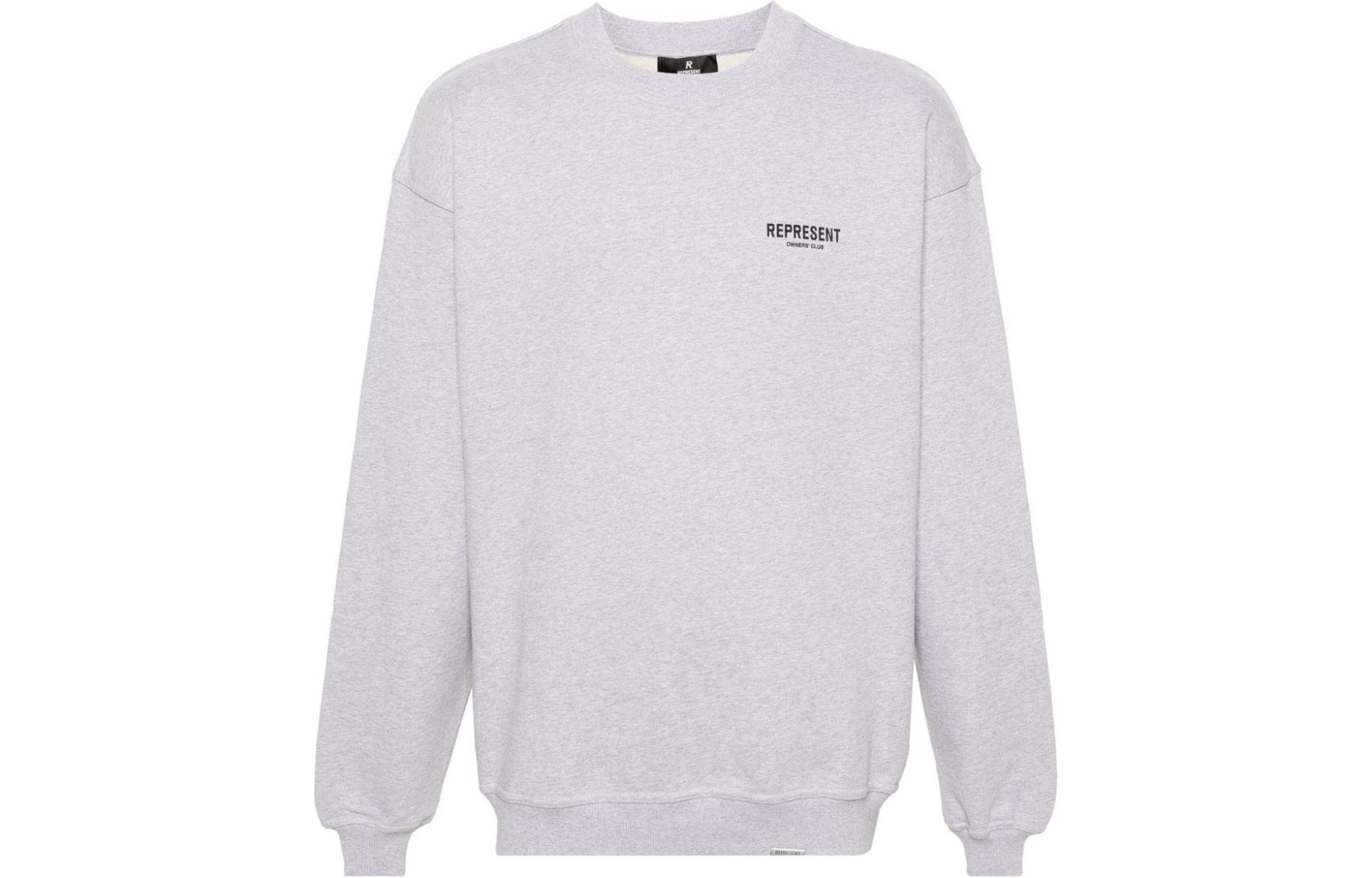 Represent SS24 Logo Print Crewneck Long Sleeve Sweatshirt Men’s Light Grey OCM410-GREY
