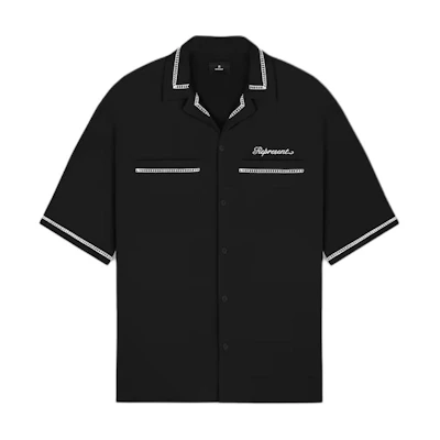 REPRESENT SS24 Summer Capsule Oversized Embroidered Polo Shirt Black Mens. MLM2433-001