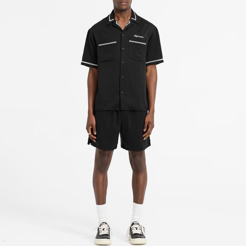 Lookbook REPRESENT SS24 Summer Capsule Oversized Embroidered Polo Shirt Black Mens. MLM2433-001