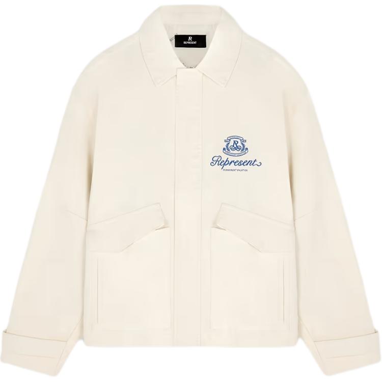 Represent SS24 Summer Capsule Oversized Zip Letter Print Jacket Antique White MLM1389-242