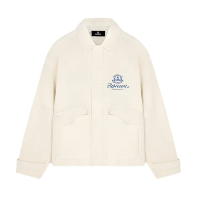 Represent SS24 Summer Capsule Oversized Zip Letter Print Jacket Antique White MLM1389-242