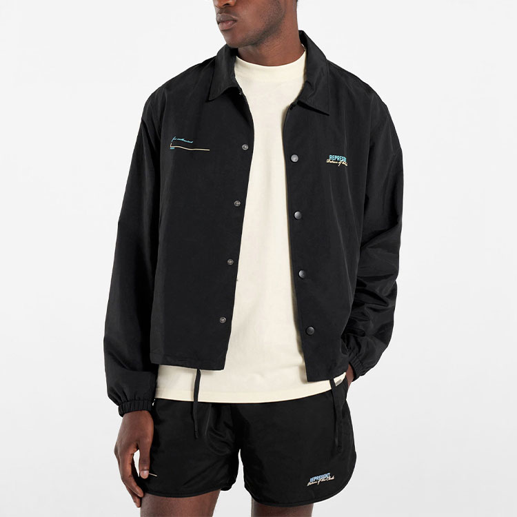 Shop REPRESENT Summer Capsule  Black Letter Print Shirt Jacket - Fall Collection M01175-01