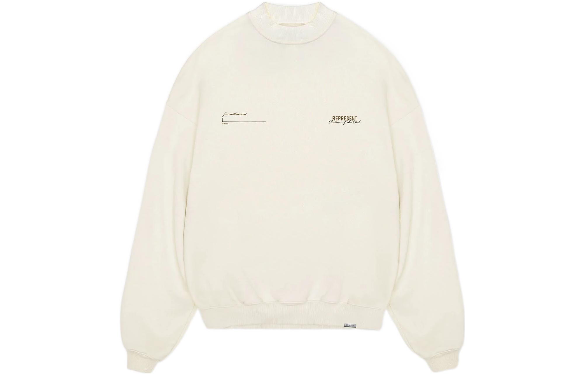 Represent Summer Capsule SS22 Logo Printed Crewneck Long Sleeve Sweatshirt Cream M04260-94