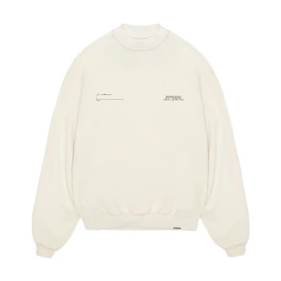 Represent Summer Capsule SS22 Logo Printed Crewneck Long Sleeve Sweatshirt Cream M04260-94