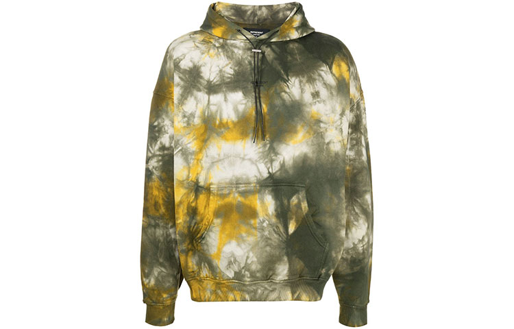 Represent Tie-Dye Abstract Floral Hoodie Yellow Green M04033YELLOW