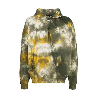 Represent Tie-Dye Abstract Floral Hoodie Yellow Green M04033YELLOW
