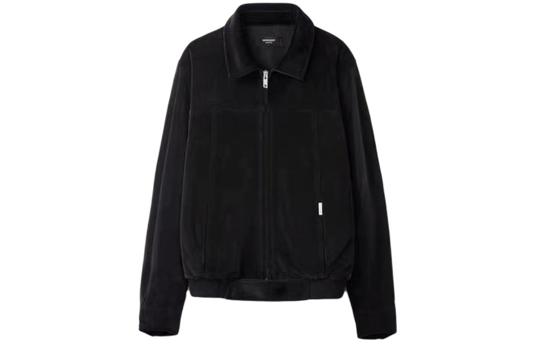 REPRESENT Unisex Velvet Zip Collar Long Sleeve Jacket Black M01056-01
