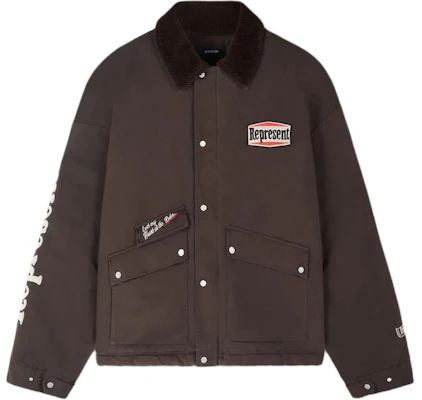 Represent Utility Carpenter Jacket Retro Brown Slim-Fit Long Sleeve Coat MLM139-13 Buy Represent Utility Carpenter Jacket Retro Brown Slim-Fit Long Sleeve Coat MLM139-13