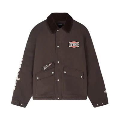Represent Utility Carpenter Jacket Retro Brown Slim-Fit Long Sleeve Coat MLM139-13