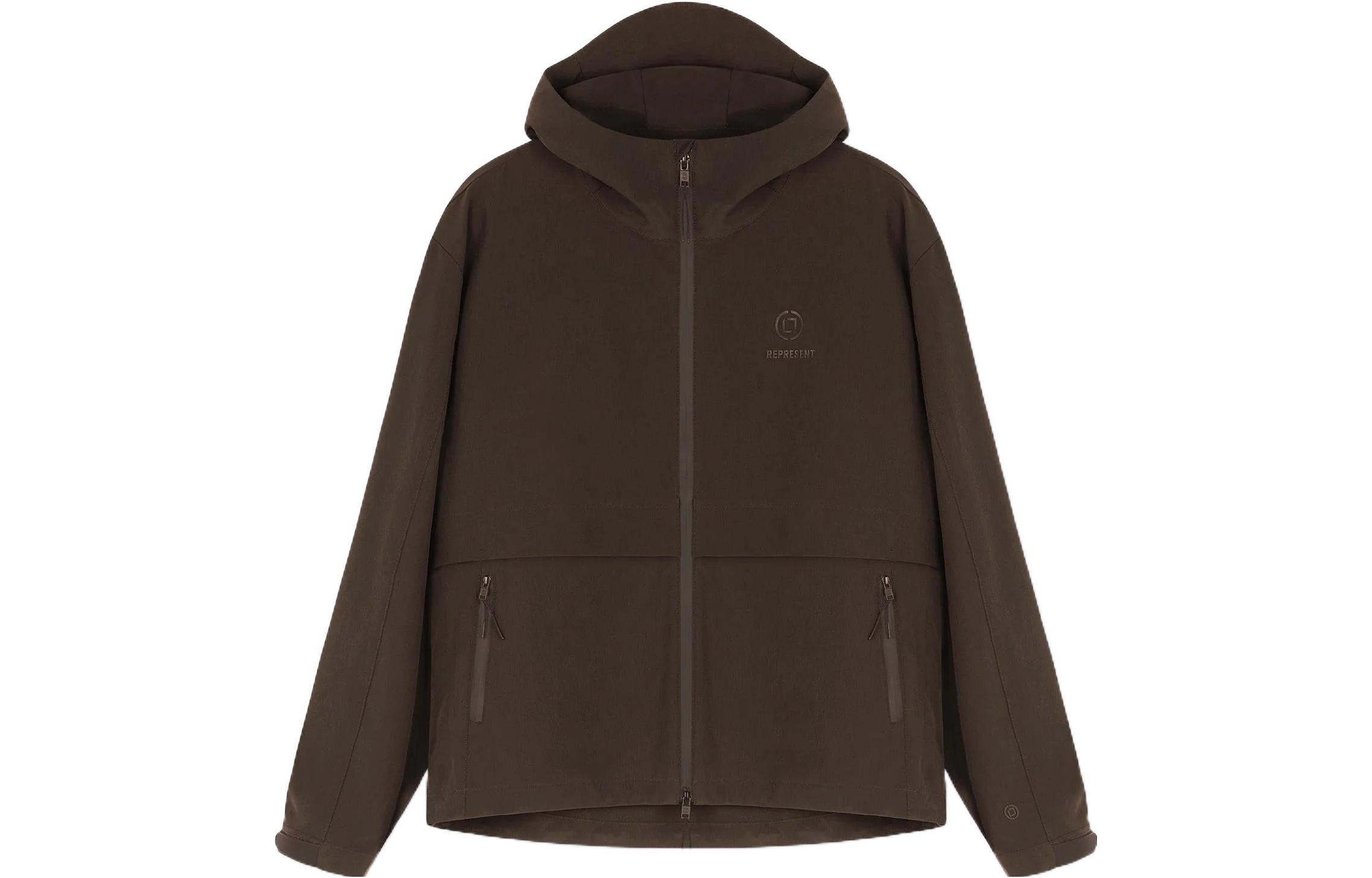 Represent Water-Repellent Matte Brown Hoodie Zip Jacket for Men M01118-04