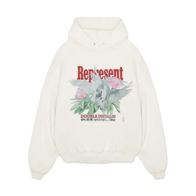 Represent White Hoodie with Peace Dove & Floral Print Design M04284-72