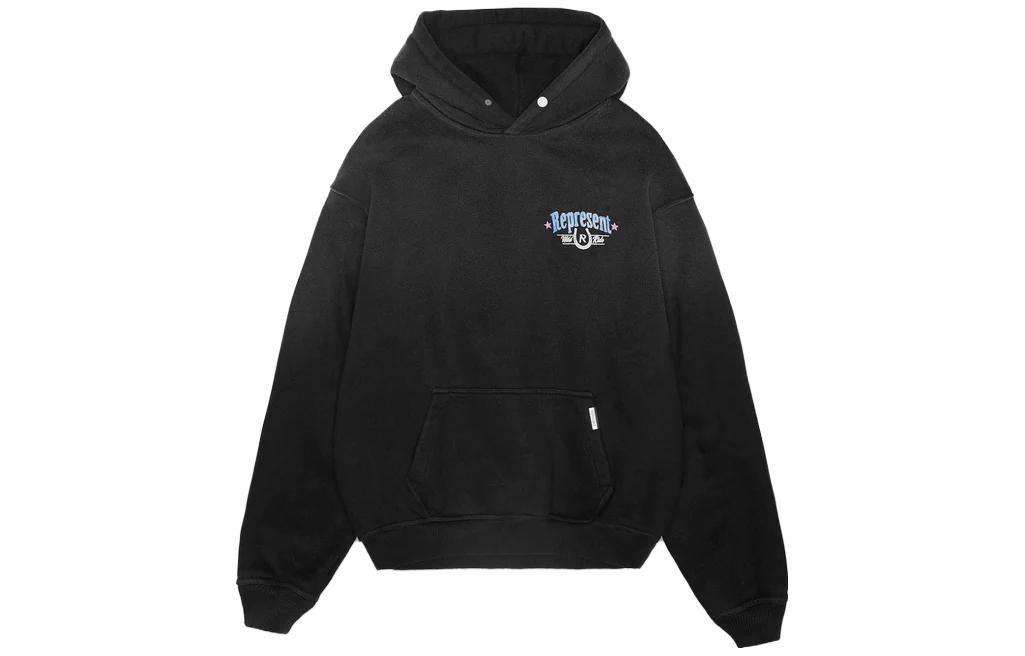 Represent Wild Ride Hoodie Black Loose-Fit Letter Printed Pullover MLM464-444