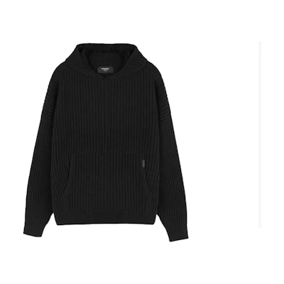 REPRESENT Wool Blend Hoodie Pullover Sweater Black M02038-01