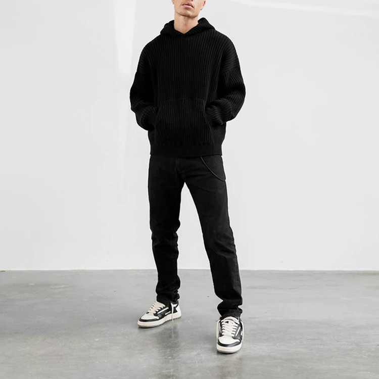 Lookbook REPRESENT 羊毛混纺连帽套头衫毛衣 黑色 M02038-01