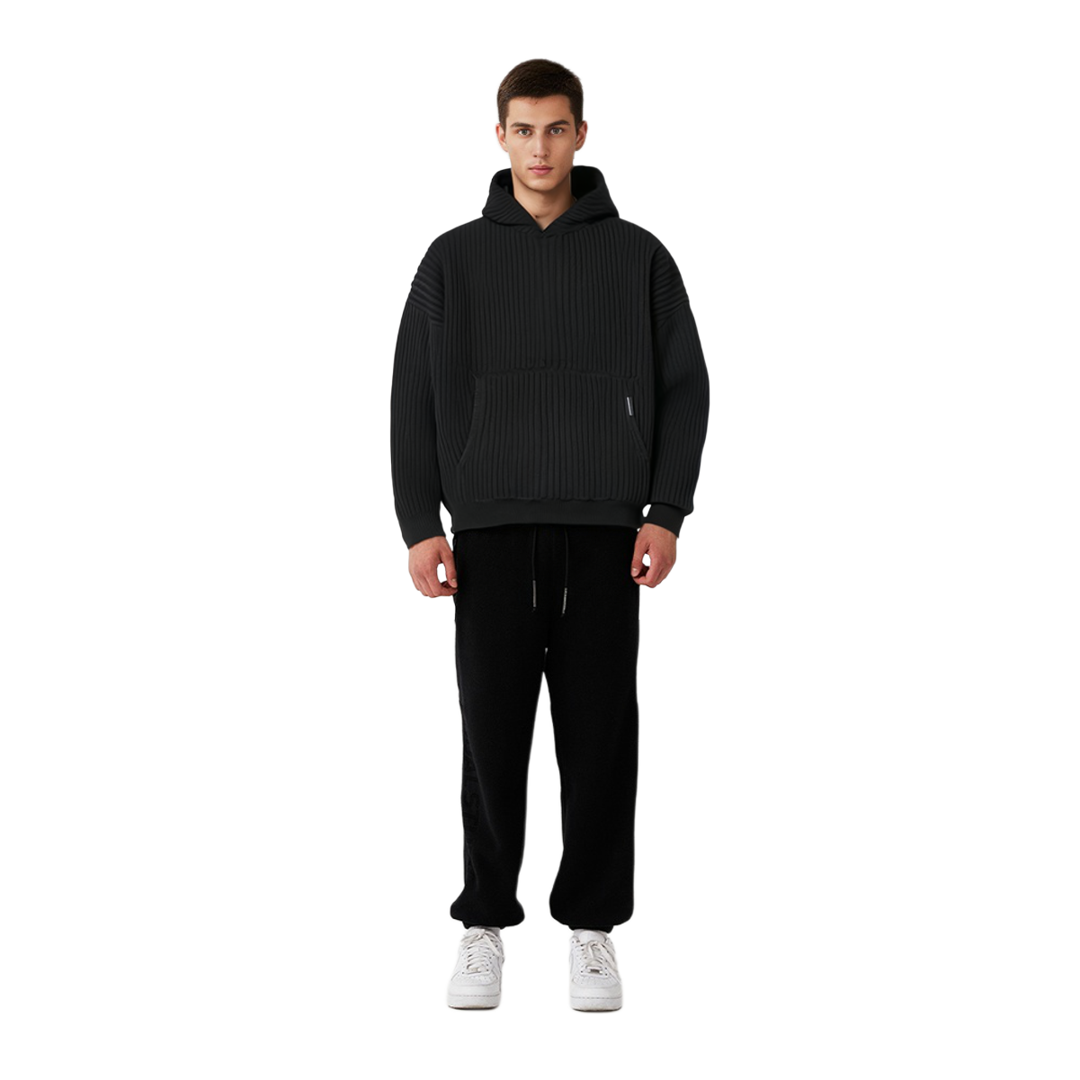 Details for REPRESENT 羊毛混纺连帽套头衫毛衣 黑色 M02038-01