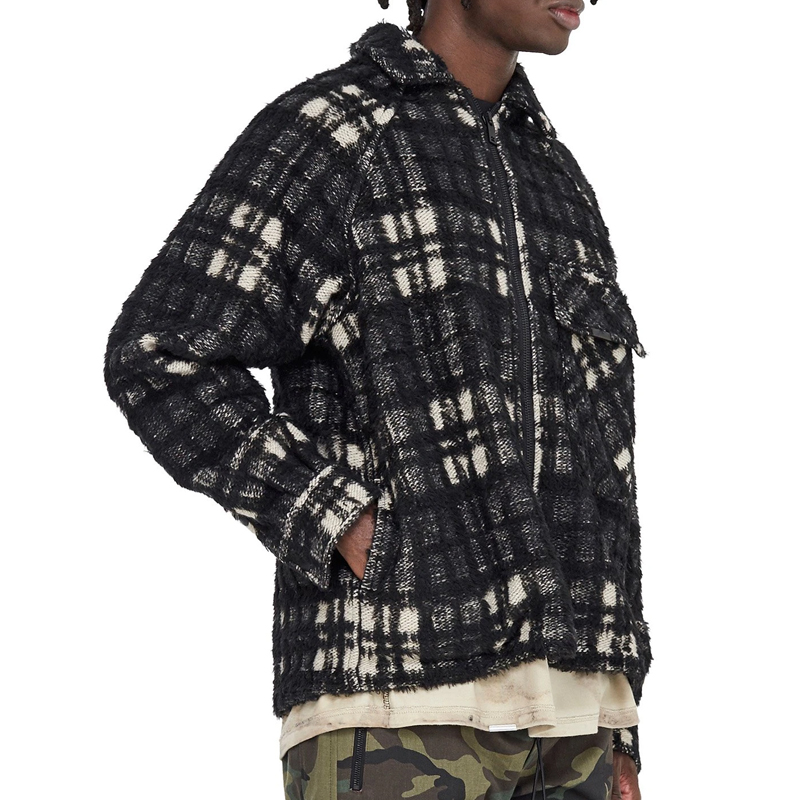 Shop REPRESENT Work Shirt Black Checkered Pocket Loose-Fit Jacket M06021-34