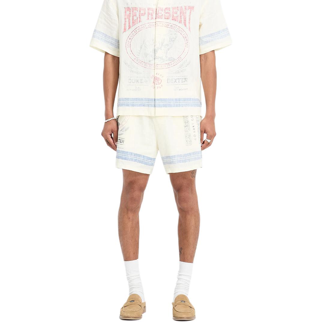 Shop REPRESENT x DUKE DEXTER FW24  Lightweight Elastic Pocket Shorts Beige. MLM723-299