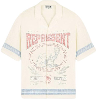 REPRESENT x DUKE DEXTER FW24 Vintage Faded Letter Animal Print Shirt Beige Men MLM249-299 Order REPRESENT x DUKE DEXTER FW24 Vintage Faded Letter Animal Print Shirt Beige Men MLM249-299
