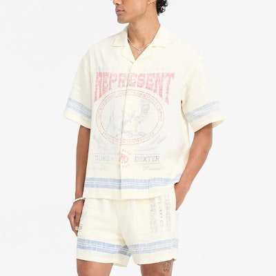 REPRESENT x DUKE DEXTER FW24 Vintage Faded Letter Animal Print Shirt Beige Men MLM249-299 1