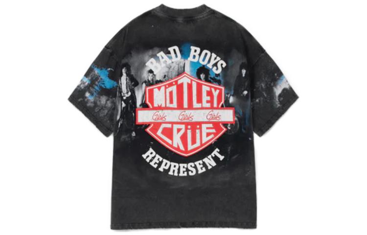 Lookbook REPRESENT X モトリー・クルー コラボ グレー グラフィックプリント オーバーサイズ Tシャツ メンズ MT4015-20