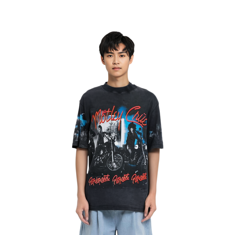 Sizing REPRESENT X モトリー・クルー コラボ グレー グラフィックプリント オーバーサイズ Tシャツ メンズ MT4015-20