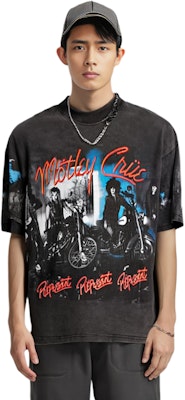REPRESENT X Mötley Crüe Collaboration Grey Graphic Print Oversized T-Shirt Men MT4015-20 Cheap REPRESENT X Mötley Crüe Collaboration Grey Graphic Print Oversized T-Shirt Men MT4015-20