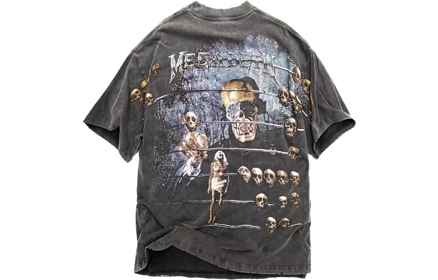 Lookbook REPRESENT x MEGADETH SS21 骷髏印花復古灰色男款T恤 M05122-20