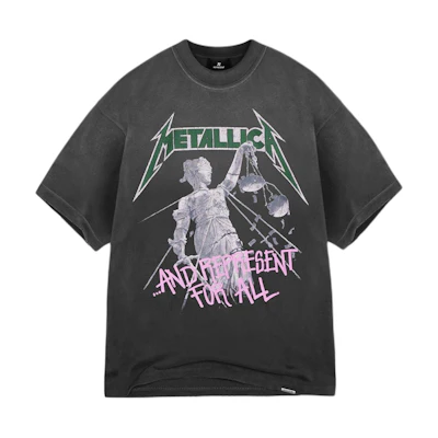 REPRESENT METALLICA Graphic Print Crewneck T-Shirt Black Short Sleeve. MLM4352-230